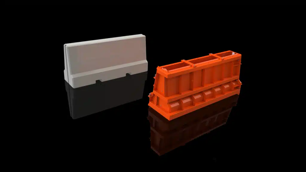 3a03027o road barrier mould connected - Van Haut NV Betonmallen